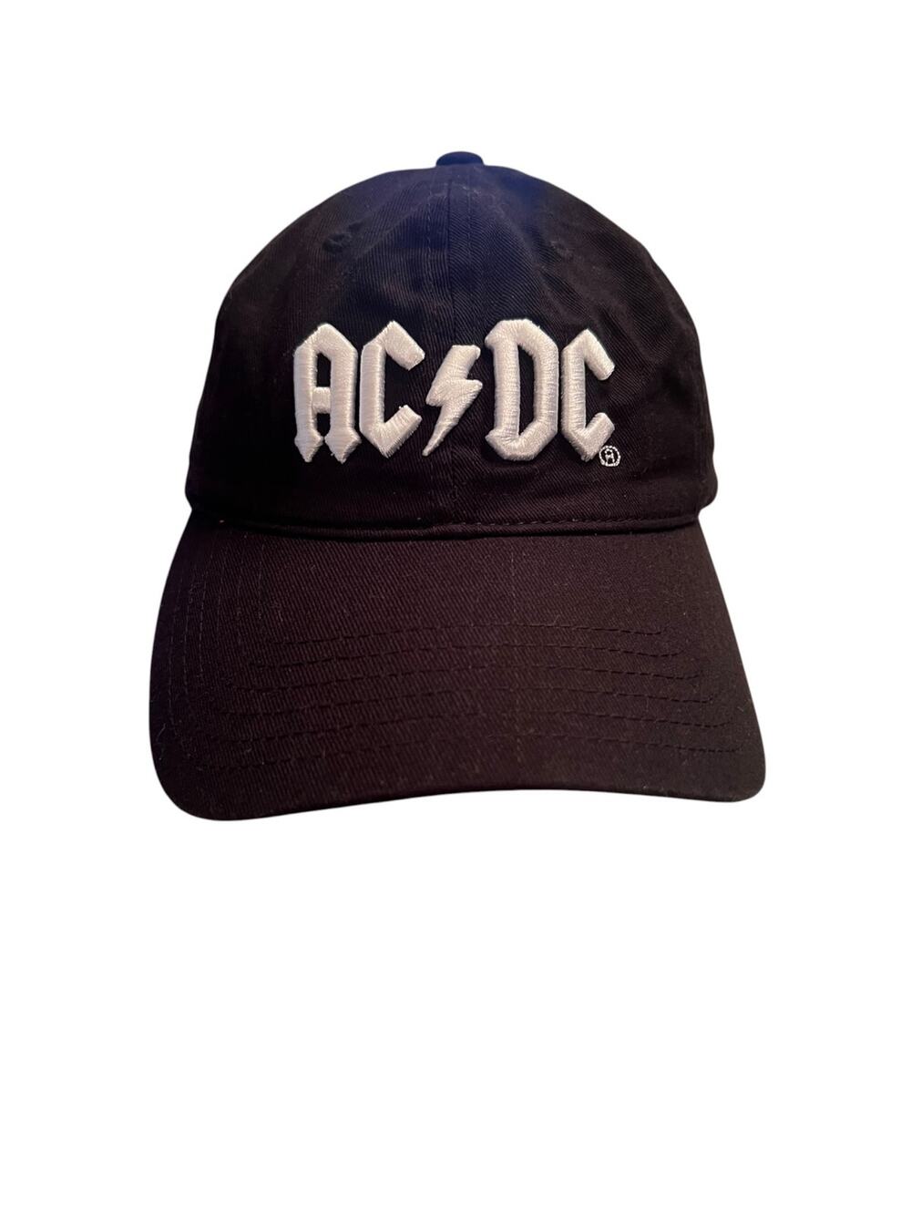 ACDC Black Embroidered Grunge Ballpark Cotton Strapback Dad Baseball Cap